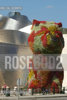 ( SPAGNA - SPAIN) BASQUE LAND VIZCAIA PAESI BASCHI : BILBAO : THE GUGGENHEIM MUSEUM DI FRANK GEHRY PUPPY BY JEFF KOONS -  © 2004 Graziano Arici/Rosebud2 / GEO MUSEO ARCHITETTURA CONTEMPORANEA METALLO GATTO.