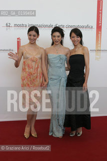 31_08_05 - 62 VENICE FILM FESTIVAL - FILM SEVEN SWORDS - LEFT TO RIGHT: THE ACTORS KIM SO YEUN, CHARLIE YOUNG AND ZHANG JINGCHU.©Graziano Arici/Rosebud2