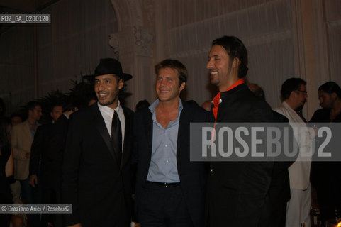 08/09/05 62¡ VENICE FILM FESTIVAL : THE LYBIAN PARTY : THE MOHAMMAR GHEDDAFI SONS SAADI AND MOTHASSAN WITH THE PRINCE EMANUELE FILIBERTO DI SAVOIA  ©Graziano Arici/Rosebud2