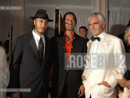 08/09/05 62¡ VENICE FILM FESTIVAL : THE LYBIAN PARTY : THE MOHAMMAR GHEDDAFI SONS MOTHASSAN AND SAADI  WITH THE COUNTESS MARTA MARZOTTO AND THE BIENNALES PRESIDENT DAVIDE CROFF ©Graziano Arici/Rosebud2