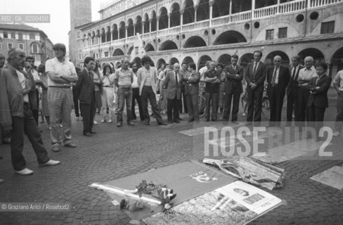 PADOVA 1984 MANIFESTAZIONE A PADOVA PER RICORDARE IL LUOGO DOVE PARLO ENRICO BERLINGUER SEGRETARIO DEL PCI PARTITO COMUNISTA ITALIANO PRIMA DI MORIRE ©Graziano Arici/Rosebud2 POLITICA