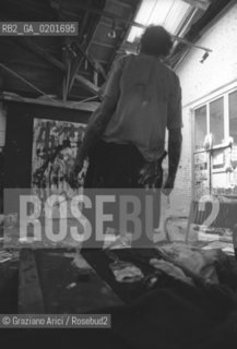 IL PITTORE EMILIO VEDOVA NEL SUO STUDIO - VENEZIA - 1979 - ©Graziano Arici/Rosebud2 / ARTE