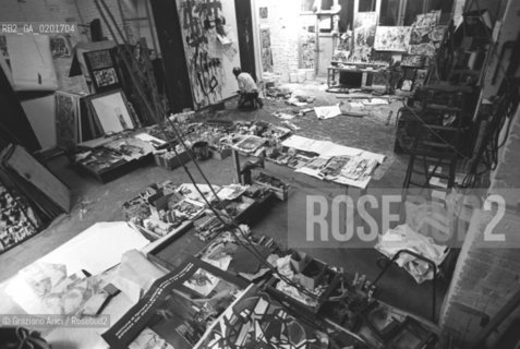 IL PITTORE EMILIO VEDOVA NEL SUO STUDIO - VENEZIA - 1979 - ©Graziano Arici/Rosebud2 / ARTE