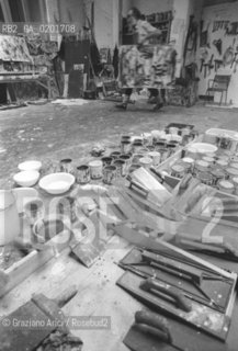 IL PITTORE EMILIO VEDOVA NEL SUO STUDIO - VENEZIA - 1979 - ©Graziano Arici/Rosebud2 / ARTE