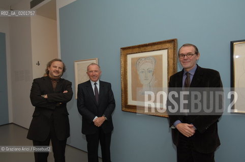 VENEZIA 9 NOVEMBRE 2006 - EXPOSITION IN PALAZZO GRASSI : PICASSO: LA JOIE DE VIVRE 1945/1948 - FRANCOIS PINAULT WITH JEAN-JACQUES AILLAGON DIRECTOR OF PALAZZO GRASSI AND THE EXPOSITION CURATOR JEAN-LOUS ANDRAL ©Graziano Arici/Rosebud2