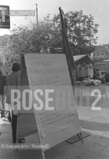 VENEZIA 1978 CARTELLO SULLUCCISIONE DI ALDO MORO © ARCHIVIO Graziano Arici/Rosebud2  POLITICA MANIFESTAZIONE UCCISIONE ALDO MORO VENEZIA PCI