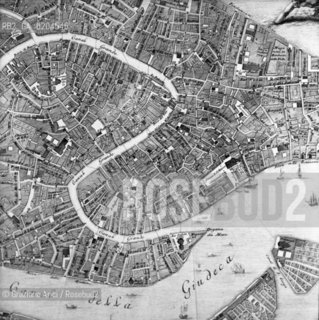 VENEZIA 1980 PIANTA VENEZIA DALLARCHIVIO DE BARBERI © ARCHIVIO Graziano Arici/Rosebud2  INCISORE 1500 JACOPO DE BARBERI CARTOGRAFIA VENEZIA