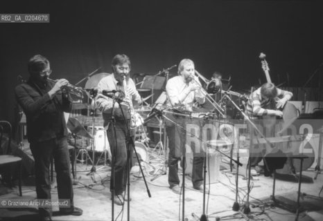 MESTRE 1980 MANIFESTAZIONE MESTRE JAZZ 80 QUARTETTO JAZZISTI PAUL RUTHERFORD KENNY WHELEER BARRY GUY EVAN PARKER   © ARCHIVIO Graziano Arici/Rosebud2  MUSICA