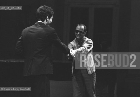 VENEZIA 1980 DIRETTORE SIRIO PIOVESAN ED IL COMPOSITORE SYLVANO BUSSOTTI © ARCHIVIO Graziano Arici/Rosebud2  39ESIMA BIENNALE MUSICA CONCERTO SALE APOLLINEE TEATRO LA FENICE