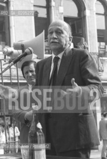 VENEZIA 1983 GIORGIO ALMIRANTE © ARCHIVIO Graziano Arici/Rosebud2  COMIZIO POLITICA CAMPO SAN BORTOLO POLITICO SEGRETARIO MOVIMENTO SOCIALE ITALIANO