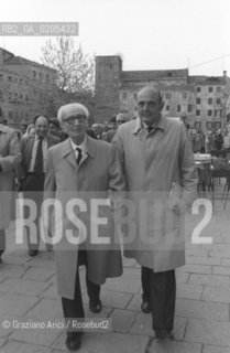 VENEZIA 1985 POLITICO GIANNI PELLICANI E GIOBATTA GIANQUINTO PER VENEZIA © ARCHIVIO Graziano Arici/Rosebud2  POLITICA INCONTRO DEMOCRATICI SINISTRA