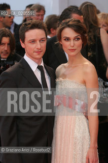 28_08_2007 - VENICE - 64TH FILM FESTIVAL - RED CARPET - THE ACTOR JAMES MC AVOY WITH THE ACTRESS KEIRA KNIGHTLEY ©Graziano Arici/Rosebud2