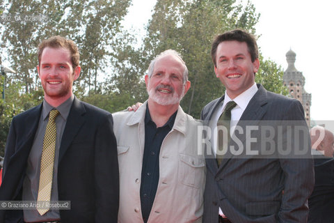 31_08_2007 - VENICE - 64TH FILM FESTIVAL - RED CARPET FILM REDACTED THE DIRECTOR BRIAN DE PALMA WITH THE ACTORS ROBERT DEVANEY AND PATRICK CARROLL (LEFT) ©Graziano Arici/Rosebud2