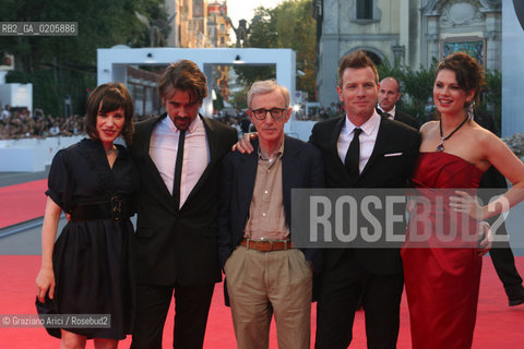 02_09_2007 - VENICE - 64TH FILM FESTIVAL - RED CARPET FILM CASSANDRAS DREAM - LEFT TO RIGHT: THE ACTRESS SALLY HAWKINS, ACTOR COLIN FARRELL, THE DIRECTOR WOODY ALLE, THE ACTOR EWAN MCGREGOR AND THE ACTRESS HAYLEY ATWELL ©Graziano Arici/Rosebud2