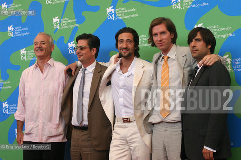 03_09_2007 - VENICE - 64TH FILM FESTIVAL - FILM THE DARJEELING LIMITED LEFT TO RIGHT: ACTOR BILL MURRAY, CO-PRODUCER ROMAN COPPOLA, ACTOR ADRIEN BRODY, DIRECTOR AND PRODUCER WEN ANDERSON, ACTOR JASON SCHWARTZMAN.. ©Graziano Arici/Rosebud2