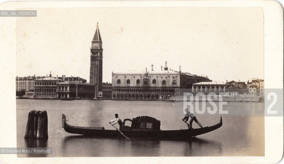 -VENEZIA, CARLO PONTI, BACINO DI  S. MARCO, ANTE 1873. STAMPA ALLALBUMINA INCOLLATA SU CARTONE, CARTE DE VISITE, CM 6X10,5  ©ARCHIVIO Graziano Arici/Rosebud2   FOTOANTICHE.-VENICE, CARLO PONTI, BACINO DI  S. MARCO, ANTE 1873. ALBUMEN PHOTOGRAPH MOUNTED ON CARDBOARD, CARTE DE VISITE CM 6X10,5 ©Graziano Arici/Rosebud2 