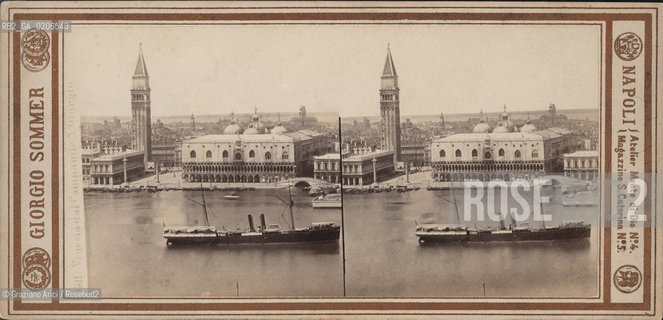 -VENEZIA, GIORGIO SOMMER ATELIER MONTE DI DIO 4 E MAGAZZINO S.CATERINA 5, NAPOLI, BACINO S. MARCO, ANTE 1873. POSITIVO ALLALBUMINA MONTATO SU CARTONE, FOTOGRAFIA STEREOSCOPICA, CM 17,6X8,4  ©ARCHIVIO Graziano Arici/Rosebud2  NAVE FOTOANTICHE.-VENICE, GIORGIO SOMMER ATELIER MONTE DI DIO 4 E MAGAZZINO S.CATERINA 5, NAPOLI, BACINO S. MARCO, ANTE 1873. ALBUMEN POSITIVE MOUNTED ON CARDBOARD, STEREOSCOPICAL PHOTOGRAPH CM 17,6X8,4 ©Graziano Arici / rosebud2