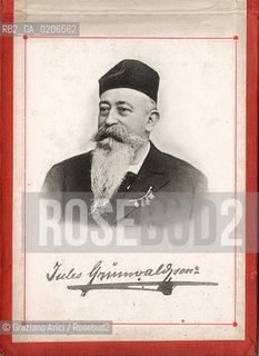 -VENEZIA, SENZA INDICAZIONE DAUTORE, RITRATTO DI JULES GRUNWALD, SENZA DATA. STAMPA TIPOGRAFICA CONTENUTA ALLINTERNO DELLALBUM A SOFFIETTO SOUVENIR DU GRAND HOTEL DITALIE BAUER, VENISE BAUER-GRUNWALD 24 MAGGIO 1903, IN OMAGGIO PER I CLIENTI, CM 14,7X10,9  ©ARCHIVIO Graziano Arici/Rosebud2  FOTOANTICHE.-VENICE, NO AUTHORS INDICATION, RITRATTO DI JULES GRUNWALD, UNDATED. TYPOGRAPHICAL PRINT, CM 14,7X10,9 ©Graziano Arici / rosebud2