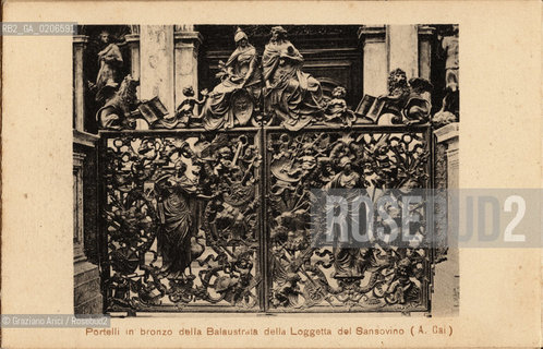 -VENEZIA, SENZA INDICAZIONE DAUTORE, PORTELLI IN BRONZO DELLA BALAUSTRA DELLA LOGGETTA DEL SANSOVINO, SENZA DATA. STAMPA ELIOGRAFICA CONTENUTA ALL INTERNO DELLALBUM A SOFFIETTO ALBUM RICORDO DELLINAUGURAZIONE DEL CAMPANILE DI S. MARCO-APRILE 1912, CM 9,1X14  ©ARCHIVIO Graziano Arici/Rosebud2  FOTOANTICHE.-VENICE, NO AUTHORS INDICATION, PORTELLI IN BRONZO DELLA BALAUSTRA DELLA LOGGETTA DEL SANSOVINO, UNDATED. HELIOGRAPHY IN THE ALBUM RICORDO DELLINAUGURAZIONE DEL CAMPANILE DI S. MARCO-APRILE 1912, CM 9,1X14 ©Graziano Arici/Rosebud2 