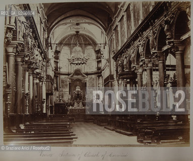 -VENEZIA, SENZA INDICAZIONE DAUTORE, INTERIOR OF CHURCH OF CARMINI, SENZA DATA. STAMPA ALLALBUMINA INCOLLATA SU CARTONE, CM 35,6X27,3 ©ARCHIVIO Graziano Arici/Rosebud2  INTERNO CHIESA CARMINI, FOTOANTICHE.-VENICE, NO AUTHORS INDICATION, INTERIOR OF CHURCH OF CARMINI, UNDATED. ALBUMEN PHOTOGRAPH MOUNTED ON CARDBOARD, CM 35,6X27,3 ©Graziano Arici/Rosebud2 