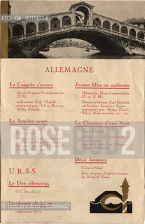 -VENEZIA, SENZA INDICAZIONE DAUTORE, PREMIERE EXPOSITION INTERNATIONALE DE LART CINEMATOGRAPHIQUE - 16 SOIREES DE PROJECTIONS A LEXCELSIOR FILMS INEDITS  6-21 AOUT - XVIII ESPOSIZIONE INTERNAZIONALE DARTE VENEZIA 1932, SENZA DATA.  CATALOGO DELLA MOSTRA DEL CINEMA, CM 12X18,5 ©ARCHIVIO Graziano Arici/Rosebud2  FOTOANTICHE.-VENICE, NO AUTHORS INDICATION, PREMIERE EXPOSITION INTERNATIONALE DE LART CINEMATOGRAPHIQUE - 16 SOIREES DE PROJECTIONS A LEXCELSIOR FILMS INEDITS  6-21 AOUT - XVIII ESPOSIZIONE INTERNAZIONALE DARTE VENEZIA 1932, UNDATED. CATALOGO DELLA MOSTRA DEL CINEMA, CM 12X18,5  ©Graziano Arici / rosebud2  .