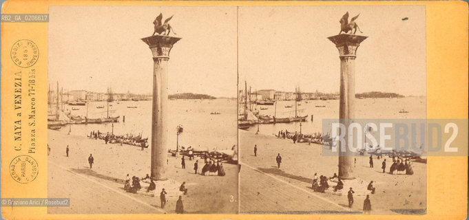-VENEZIA, CARLO NAYA PIAZZA S. MARCO 77-78 BIS,  VEDUTA PRESA DALLA BIBLIOTECA, SENZA DATA. POSITIVO ALLALBUMINA MONTATO SU CARTONE, FOTOGRAFIA STEREOSCOPICA, CM 17,4X8,4  ©ARCHIVIO Graziano Arici/Rosebud2  MOLO E COLONNA, FOTOANTICHE.-VENICE, CARLO NAYA PIAZZA S. MARCO 77-78 BIS, VEDUTA PRESA DALLA BIBLIOTECA, UNDATED. ALBUMEN POSITIVE MOUNTED ON CARDBOARD, STEREOSCOPICAL PHOTOGRAPH CM 17,4X8,4 ©Graziano Arici / rosebud2