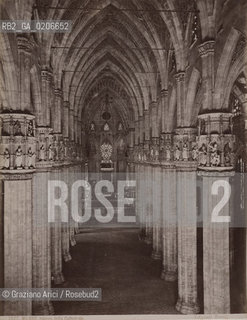 -MILANO, EDIZIONI BROGI, INTERNO DELLA CATTEDRALE, SENZA DATA. STAMPA ALLALBUMINA INCOLLATA SU CARTONE, CM 19,5X25 CONTENUTE ALLINTERNO DELLALBUM H.F.M.H FROM T.H.H.-IN REMEBRANCE OF A PLEASANT TOUR SEPTEMBER 22nd NOVEMBER15th 1888 DUBLINO. ©ARCHIVIO Graziano Arici/Rosebud2  FOTOANTICHE.-MILAN, EDIZIONI BROGI, INTERNO DELLA CATTEDRALE, UNDATED. ALBUMEN PHOTOGRAPH MOUNTED ON CARDBOARD, CM 19,5X25 ©Graziano Arici/Rosebud2 