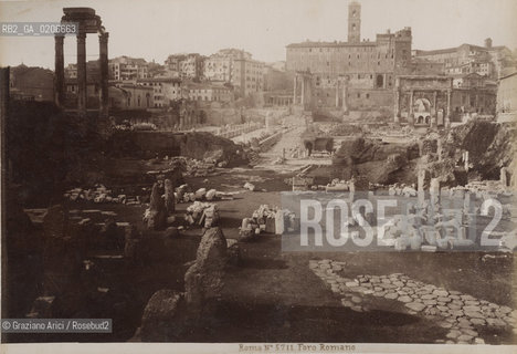 -ROMA, SENZA INDICAZIONE DAUTORE, FORO ROMANO, SENZA DATA. STAMPA ALLALBUMINA INCOLLATA SU CARTONE, CM 25,1X17,6 CONTENUTE ALLINTERNO DELLALBUM H.F.M.H FROM T.H.H.-IN REMEBRANCE OF A PLEASANT TOUR SEPTEMBER 22nd NOVEMBER15th 1888 DUBLINO. ©ARCHIVIO Graziano Arici/Rosebud2  FOTOANTICHE.-ROME, NO AUTHORS INDICATION, FORO ROMANO, UNDATED. ALBUMEN PHOTOGRAPH MOUNTED ON CARDBOARD, CM 25,1X17,6 ©Graziano Arici/Rosebud2 