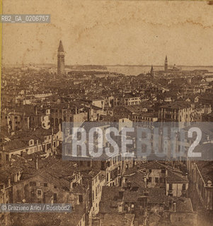 -VENEZIA, SENZA INDICAZIONE DAUTORE, PANORAMA DAL CAMPANILE DEI FRARI, 12 SETTEMBRE 1866. POSITIVO ALLALBUMINA MONTATO SU CARTONE, FOTOGRAFIA STEREOSCOPICA, CM 17X8,2  ©ARCHIVIO Graziano Arici/Rosebud2  FOTOANTICHE.-VENICE, NO AUTHORS INDICATION, PANORAMA DAL CAMPANILE DEI FRARI,12 SEPTEMBER 1866. ALBUMEN POSITIVE MOUNTED ON CARDBOARD, STEREOSCOPICAL PHOTOGRAPH CM 17X8,2 ©Graziano Arici / rosebud2