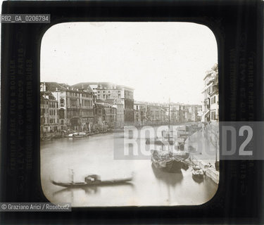 -VENEZIA, FERRIER PERE FILS & SOULIER - PARIS, CANAL GRANDE, SENZA DATA. LASTRA IN VETRO PER LANTERNA MAGICA 9,9X8,3 ©ARCHIVIO Graziano Arici/Rosebud2  BARCA  FOTOANTICHE.-VENICE, FERRIER PERE FILS & SOULIER - PARIS, CANAL GRANDE, UNDATED. GLASS SLIDE FOR MAGIC LANTERN, CM 9,9X8,3 ©Graziano Arici/Rosebud2 