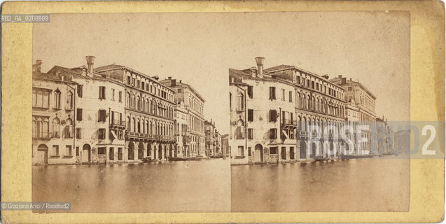 -VENEZIA, SENZA INDICAZIONE DAUTORE, CANAL GRANDE PALAZZO CORNARO E PESARO, SENZA DATA. POSITIVO ALLALBUMINA MONTATO SU CARTONE, FOTOGRAFIA STEREOSCOPICA, CM 17X8,4  ©ARCHIVIO Graziano Arici/Rosebud2   FOTOANTICHE.-VENICE, NO AUTHORS INDICATION, PALAZZO CORNARO E PESARO, UNDATED. ALBUMEN POSITIVE MOUNTED ON CARDBOARD, STEREOSCOPICAL PHOTOGRAPH CM 17X8,4 ©Graziano Arici / rosebud2