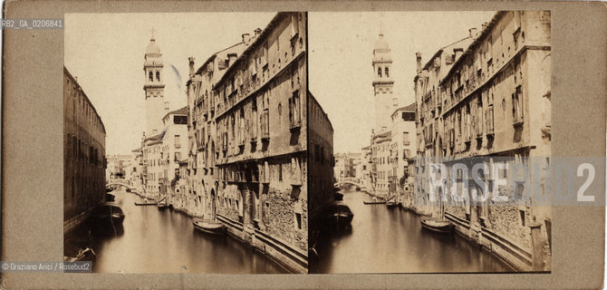 -VENEZIA, SENZA INDICAZIONE DAUTORE, RIO DEI GRECI, SENZA DATA. POSITIVO ALLALBUMINA MONTATO SU CARTONE, FOTOGRAFIA STEREOSCOPICA, CM 17,6X8,4  ©ARCHIVIO Graziano Arici/Rosebud2  CANALE, FOTOANTICHE.-VENICE, NO AUTHORS INDICATION, RIO DEI GRECI, UNDATED. ALBUMEN POSITIVE MOUNTED ON CARDBOARD, STEREOSCOPICAL PHOTOGRAPH CM 17,6X8,4 ©Graziano Arici / rosebud2 .