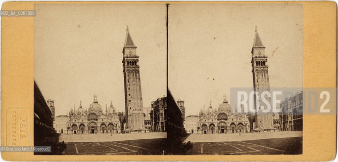 -VENEZIA, CARLO NAYA, PIAZZA S. MARCO, ANTE 1873. POSITIVO ALLALBUMINA MONTATO SU CARTONE, FOTOGRAFIA STEREOSCOPICA, CM 17,3X8,2  ©ARCHIVIO Graziano Arici/Rosebud2   FOTOANTICHE.-VENICE, CARLO NAYA, PIAZZA S. MARCO, ANTE 1873. ALBUMEN POSITIVE MOUNTED ON CARDBOARD, STEREOSCOPICAL PHOTOGRAPH CM 17,3X8,2 ©Graziano Arici / rosebud2
