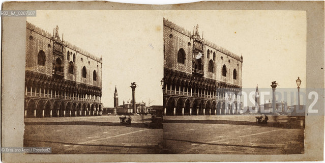 -VENEZIA, SENZA INDICAZIONE DAUTORE, PALAZZO DUCALE, ANTE 1866. POSITIVO ALLALBUMINA MONTATO SU CARTONE, FOTOGRAFIA STEREOSCOPICA, CM 17,4X8,6  ©ARCHIVIO Graziano Arici/Rosebud2  PIAZZETTA S. MARCO E ISOLA DI S. GIORGIO, FOTOANTICHE.-VENICE, NO AUTHORS INDICATION, PALAZZO DUCALE, ANTE 1866. ALBUMEN POSITIVE MOUNTED ON CARDBOARD, STEREOSCOPICAL PHOTOGRAPH CM 17,4X8,6 ©Graziano Arici / rosebud2 .