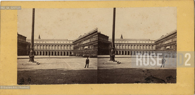 -VENEZIA, SENZA INDICAZIONE DAUTORE, PIAZZA S. MARCO, SENZA DATA. POSITIVO ALLALBUMINA MONTATO SU CARTONE, FOTOGRAFIA STEREOSCOPICA, CM 17,6X8,5  ©ARCHIVIO Graziano Arici/Rosebud2  FOTOANTICHE.-VENICE, NO AUTHORS INDICATION, PIAZZA S. MARCO, UNDATED. ALBUMEN POSITIVE MOUNTED ON CARDBOARD, STEREOSCOPICAL PHOTOGRAPH CM 17,6X8,5 ©Graziano Arici / rosebud2