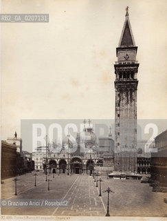 -VENEZIA, SENZA INDICAZIONE DAUTORE, PIAZZA S.MARCO  E CAMPANILE, ANTE 1873. STAMPA ALLALBUMINA INCOLLATA SU CARTONE, CM 24,1X18,1 ©ARCHIVIO Graziano Arici/Rosebud2  FOTOANTICHE.-VENICE, NO AUTHORS INDICATION, PIAZZA S.MARCO  E CAMPANILE, ANTE 1873. ALBUMEN PHOTOGRAPH MOUNTED ON CARDBOARD, CM 24,1X18,1 ©Graziano Arici/Rosebud2 .