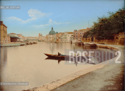 -VENEZIA, SENZA INDICAZIONE DAUTORE, PONTE DELLA STAZIONE VISTO DA PIAZZALE ROMA, SENZA DATA. STAMPA ALLALBUMINA COLORATA A MANO INCOLLATA SU CARTONE CM 36,5X26,4  ©ARCHIVIO Graziano Arici/Rosebud2  BARCA FOTOANTICHE.-VENICE, NO AUTHORS INDICATION, PONTE DELLA STAZIONE VISTO DA PIAZZALE ROMA, UNDATED. ALBUMEN PHOTOGRAPH  HAND COLORED MOUNTED ON CARDBOARD CM 36,5X26,4 ©Graziano Arici/Rosebud2 