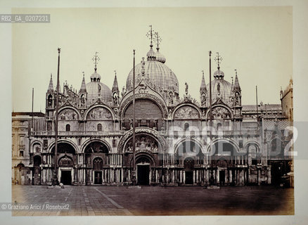 -VENEZIA, SENZA INDICAZIONE DAUTORE, BASILICA DI S. MARCO, 1860 C.A.. STAMPA ALLALBUMINA INCOLLATA SU CARTONE, CM 25X34 ©ARCHIVIO Graziano Arici/Rosebud2   FOTOANTICHE.-VENICE, NO AUTHORS INDICATION, BASILICA DI S. MARCO, 1860C.A.. ALBUMEN PHOTOGRAPH  MOUNTED ON CARDBOARD, CM 25X34 ©Graziano Arici/Rosebud2 