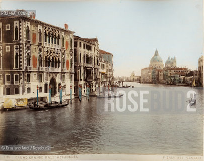 -VENEZIA, PAOLO SALVIATI, PALAZZO FRANCHETTI, CANAL GRANDE DALLACCADEMIA, SENZA DATA. STAMPA ALLALBUMINA COLORATA A MANO INCOLLATA SU CARTONE, CM 24X19,5 CONTENUTE ALLINTERNO DELLALBUM H.F.M.H FROM T.H.H.-IN REMEBRANCE OF A PLEASANT TOUR SEPTEMBER 22nd NOVEMBER15th 1888 DUBLINO. ©ARCHIVIO Graziano Arici/Rosebud2   FOTOANTICHE.-VENICE, PAOLO SALVIATI, PALAZZO FRANCHETTI, CANAL GRANDE DALLACCADEMIA, UNDATED. ALBUMEN PHOTOGRAPH HAND COLOURED MOUNTED ON CARDBOARD, CM 24X19,5 ©Graziano Arici/Rosebud2 