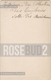 -PARIGI, SENZA INDICAZIONE DAUTORE, INTERIEUR DU CHATEAU DES TUILERIES, SALLE DES MARECHAUX (RETRO), 1871. STAMPA ALLALBUMINA INCOLLATA SU CARTONE, CARTE DE VISITE, CM 10,3X6,9  ©ARCHIVIO Graziano Arici/Rosebud2  INTERNO DEL PALAZZO DE LE DI TUILERIES, SALA DEI MARESCIALLI, COMUNE DI PARIGI, FOTOANTICHE.-PARIS, NO AUTHORS INDICATION, INTERIEUR DU CHATEAU DES TUILERIES,  SALLE DES MARECHAUX, 1871. ALBUMEN PHOTOGRAPH MOUNTED ON CARDBOARD, CARTE DE VISITE CM 10,3X6,9 ©Graziano Arici / rosebud2