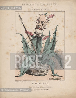 -PARIGI, ALFRED LE PETIT, FLEURS, FRUITS & LEGUMES DU JOUR - LE CACTUS EPINEUX - M.DELESCLUZE, CARICATURA, 1871. STAMPA  COLORATA A MANO, CM 22,3X28  ©ARCHIVIO Graziano Arici/Rosebud2  COMUNE DI PARIGI, FOTOANTICHE.-PARIS, ALFRED LE PETIT, FLEURS, FRUITS & LEGUMES DU JOUR - LE CACTUS EPINEUX - M.DELESCLUZE, CARICATURE, 1871. PRINT HAND COLORED  CM 22,3X28 ©Graziano Arici / rosebud2