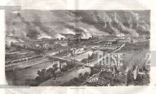 .DAL LIBRO/FROM THE BOOK HISTOIRE AUTHENTIQUE DE LA COMMUNE DA PARIS EN 1871, LE VISCOMNTE DE BEAUMONT, VASSY..-PARIGI, SENZA INDICAZIONE DAUTORE, INCENDIE DES TUILERIES, 1871. STAMPA CM 40X56  ©ARCHIVIO Graziano Arici/Rosebud2  LA COMUNE DI PARIGI,  FOTOANTICHE.-PARIS, NO AUTHORS INDICATION, INCENDIE DES TUILERIES, 1871. PRINT CM 40X56 ©Graziano Arici / rosebud2