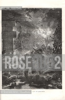 DAL LIBRO/FROM THE BOOK HISTOIRE AUTHENTIQUE DE LA COMMUNE DA PARIS EN 1871, LE VISCOMNTE DE BEAUMONT, VASSY..-PARIGI, F. LIX, LA CHASSE A LHOMME DANS LES CATACOMBES, 1871. STAMPA CM 40X56  ©ARCHIVIO Graziano Arici/Rosebud2  LA COMUNE DI PARIGI,  FOTOANTICHE.-PARIS, F. LIX, LA CHASSE A LHOMME DANS LES CATACOMBES, 1871. PRINT CM 40X56 ©Graziano Arici / rosebud2