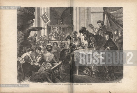DAL LIBRO/FROM THE BOOK HISTORIE DE LA COMMUNE DE PARIS JUSTESSE, M..-PARIGI, B. CASTELLI, UN CLUB DE FEMMES DANS LEGLISE DES BATIGNOLLES A PARIS PENDANT LE REGNE DE LA COMMUNE, 1871. STAMPA  CM 43X56 ©ARCHIVIO Graziano Arici/Rosebud2  COMUNE DI PARIGI, FOTOANTICHE.-PARIS, B. CASTELLI, CLUB DE FEMMES DANS LEGLISE DES BATIGNOLLES A PARIS PENDANT LE REGNE DE LA COMMUNE, 1871, PRINT   CM 43X56 ©Graziano Arici / rosebud2