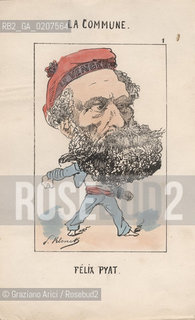 -KLENCK, PAUL. COLLEZIONE DI SESSANTA CARICATURE LA COMMUNE FELIX PYAT (1), PARIGI, SENZA INDICAZIONE DI EDITORE E DATA DI PUBBLICAZIONE, STAMPA COLORATA A MANO, CM 18X27,3 ©ARCHIVIO Graziano Arici/Rosebud2  COMUNE DI PARIGI, FOTOANTICHE.-KLENCK, PAUL.  COLLECTION OF SIXTY CARICATURES LA COMMUNEFELIX PYAT (1), PARIS, WITHOUT EDITEURS INDICATION AND DATE OF PUBBLICATION, HAND COLORED PRINT, CM 18X27,3 ©Graziano Arici / rosebud2