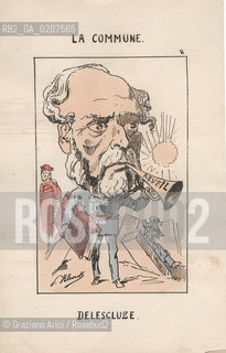 -KLENCK, PAUL. COLLEZIONE DI SESSANTA CARICATURE LA COMMUNE DELESCLUZE (2), PARIGI, SENZA INDICAZIONE DI EDITORE E DATA DI PUBBLICAZIONE, STAMPA COLORATA A MANO, CM 18X27,3  ©ARCHIVIO Graziano Arici/Rosebud2  COMUNE DI PARIGI FOTOANTICHE.-KLENCK, PAUL.  COLLECTION OF SIXTY CARICATURES LA COMMUNE DELESCLUZE (2), PARIS, WITHOUT EDITEURS INDICATION AND DATE OF PUBBLICATION, HAND COLORED PRINT CM 18X27,3 ©Graziano Arici / rosebud2
