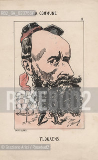 -KLENCK, PAUL. COLLEZIONE DI SESSANTA CARICATURE LA COMMUNE FLOURENS (3), PARIGI, SENZA INDICAZIONE DI EDITORE E DATA DI PUBBLICAZIONE, STAMPA COLORATA A MANO, CM 18X27,3 ©ARCHIVIO Graziano Arici/Rosebud2  COMUNE DI PARIGI  FOTOANTICHE.-KLENCK, PAUL.  COLLECTION OF SIXTY CARICATURES LA COMMUNE FLOURENS (3), PARIS, WITHOUT EDITEURS INDICATION AND DATE OF PUBBLICATION,  HAND COLORED PRINT, CM 18X27,3 ©Graziano Arici / rosebud2