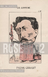 -KLENCK, PAUL. COLLEZIONE DI SESSANTA CARICATURE LA COMMUNE PASCHAL GROUSSET (9), PARIGI, SENZA INDICAZIONE DI EDITORE E DATA DI PUBBLICAZIONE, STAMPA COLORATA A MANO, CM 18X27,3 ©ARCHIVIO Graziano Arici/Rosebud2  COMUNE DI PARIGI ,FOTOANTICHE.-KLENCK, PAUL.  COLLECTION OF SIXTY CARICATURES LA COMMUNE PASCHAL GROUSSET (9), PARIS, WITHOUT EDITEURS INDICATION AND DATE OF PUBBLICATION, HAND COLORED PRINT, CM 18X27,3 ©Graziano Arici / rosebud2