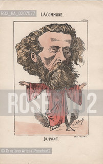 -KLENCK, PAUL. COLLEZIONE DI SESSANTA CARICATURE LA COMMUNE DUPONT (14), PARIGI, SENZA INDICAZIONE DI EDITORE E DATA DI PUBBLICAZIONE, STAMPA COLORATA A MANO, CM 18X27,3 ©ARCHIVIO Graziano Arici/Rosebud2  COMUNE DI PARIGI FOTOANTICHE.-KLENCK, PAUL.  COLLECTION OF SIXTY CARICATURES LA COMMUNE DUPONT (14), PARIS, WITHOUT EDITEURS INDICATION AND DATE OF PUBBLICATION,  HAND COLORED PRINT, CM 18X27,3 ©Graziano Arici / rosebud2