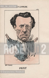 -KLENCK, PAUL. COLLEZIONE DI SESSANTA CARICATURE LA COMMUNE PROTOT (17), PARIGI, SENZA INDICAZIONE DI EDITORE E DATA DI PUBBLICAZIONE,STAMPA COLORATA A MANO CM 18X27,3 ©ARCHIVIO Graziano Arici/Rosebud2  COMUNE DI PARIGI  FOTOANTICHE.-KLENCK, PAUL.  COLLECTION OF SIXTY CARICATURES LA COMMUNE PROTOT (17), PARIS, WITHOUT EDITEURS INDICATION AND DATE OF PUBBLICATION, HAND COLORED PRINT, CM 18X27,3 ©Graziano Arici / rosebud2